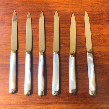 Cuchillos de plata bañados en oro mango de Nácar Bucarest Art & Antiques