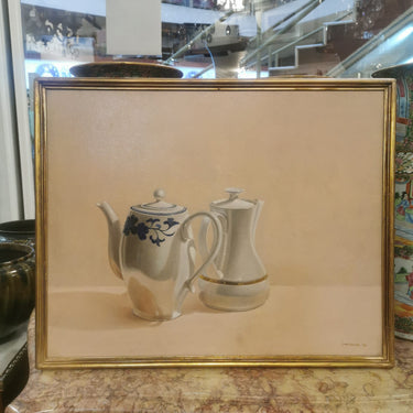 Enrique Campuzano - Óleo sobre Madera  'Hora del Té' Bucarest Art & Antiques