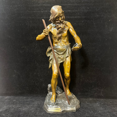 Escultura de peltre 'Le vieux chemineau' firmada Jean Foretay Bucarest Art & Antiques