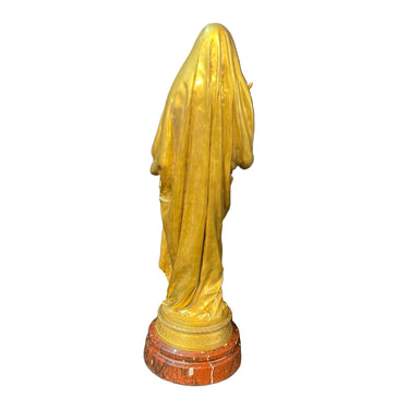 Eugène Delaplanche - Escultura en bronce patinado y base de mármol ‘Virgen con Lirio’ Colección Exclusiva