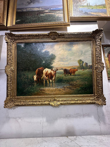 G. Brasseur - Óleo sobre tela ‘Vacas pastando’ Bucarest Art & Antiques