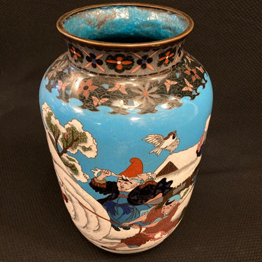 Jarrones japoneses de bronce y esmalte cloissoné motivo invernal | Bucarest Art Gallery Bucarest Art & Antiques