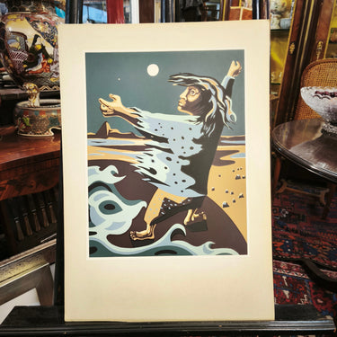 José Venturelli - Grabado 'Mujer en el mar a la luz de la luna' Bucarest Art & Antiques