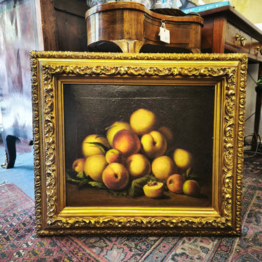Juan Francisco Gonzalez - Óleo 'Duraznos sobre la mesa' Bucarest Art & Antiques