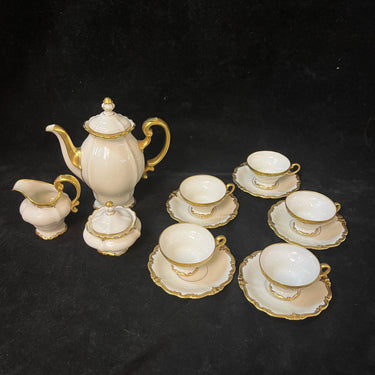Juego de café porcelana alemana Rosenthal Pompadour borde dorado Bucarest Art & Antiques