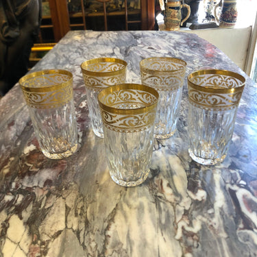 Juego de cinco vasos Cristal francés tallados y con muselina Saint Louis Bucarest Art & Antiques