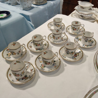Juego de tazas de café porcelana francesa Limoges 'ramas y flores' | Bucarest Art Gallery Bucarest Art & Antiques
