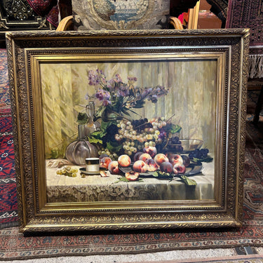 Laurent Brunel-Neuville - Óleo sobre tela bodegón ‘Flores y frutas’ Bucarest Art & Antiques