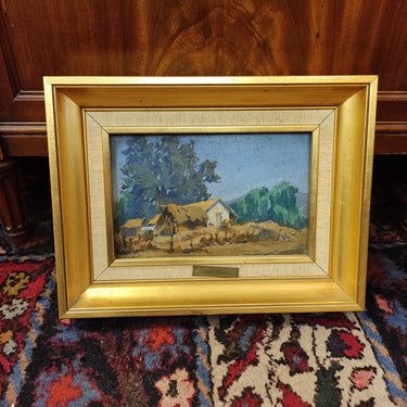 Luis Strozzi - Óleo sobre madera 'Casa en el campo' Consignación