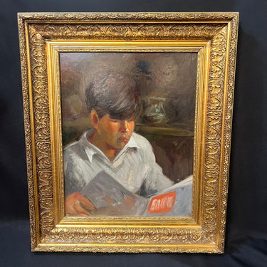Miguel Venegas Cifuentes - Óleos sobre tela ‘Joven leyendo’ Bucarest Art & Antiques