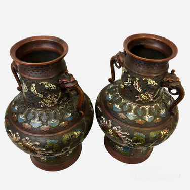 Par de jarrones cloissoné diseño elefante | Bucarest Art Gallery Bucarest Art & Antiques