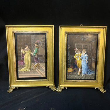 Pareja de micromosaicos italianos s. XIX marco de bronce ‘Escenas galantes’ Colección Exclusiva