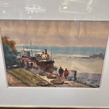 Ricardo Anwandter - Acuarela sobre papel ‘Muelle’ 1982 Bucarest Art & Antiques